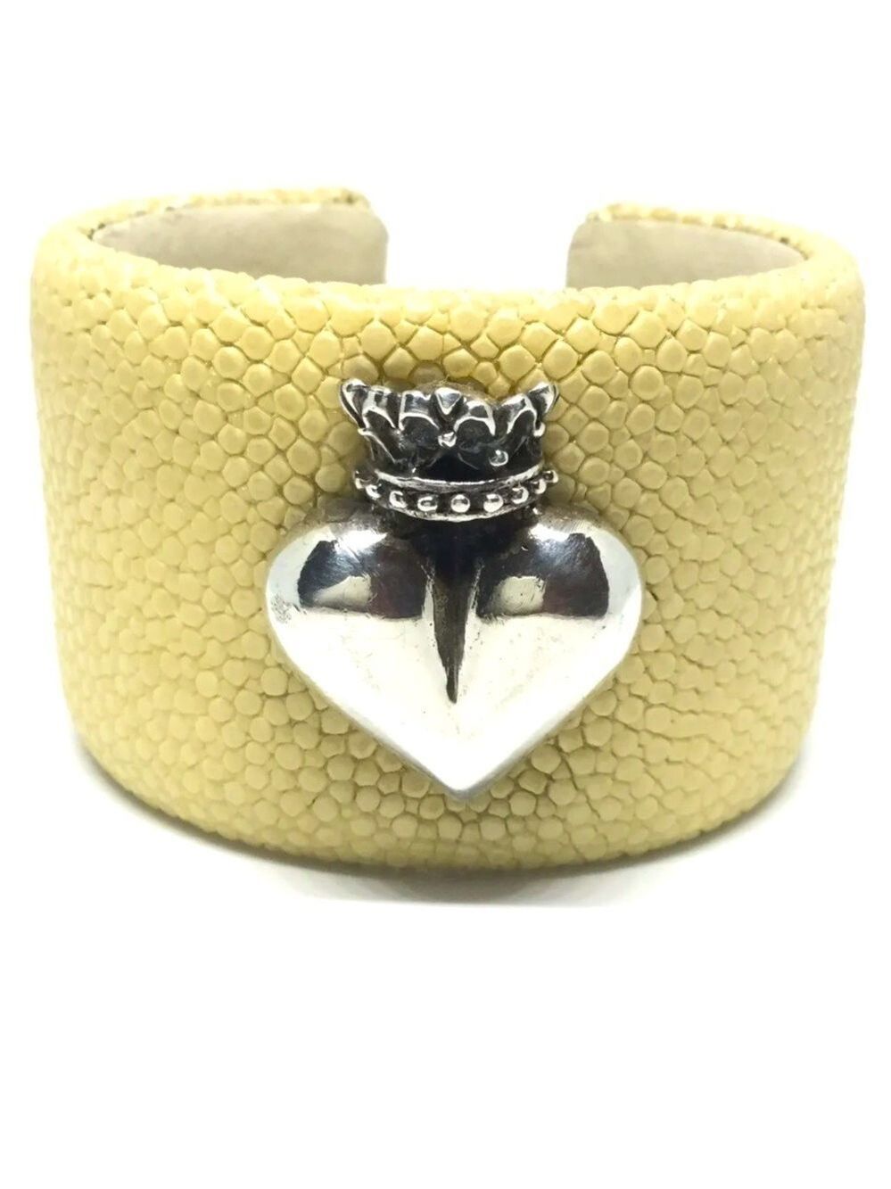 RARE KING BABY STUDIO STERLING SILVER CROWNED HEART STINGRAY CUFF BRACELβ¦